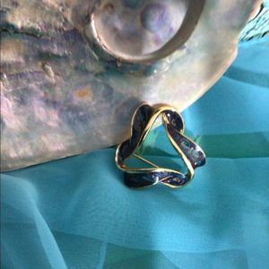 Vintage Enamel Pin Brooch Swirl Enamel GoldPlate